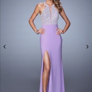 La Femme Purple Embroidered Prom Dress size 2